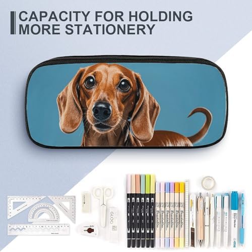 Dachshund Weiner Pet Dog Pencil Case Portable Pencil Pouch Pen Bag Pencil Bag Makeup Bag Storage Bag Pencil Box Cosmetic Bag for Women Men Office