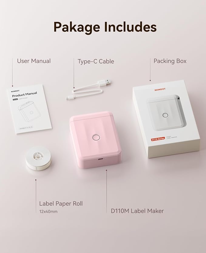 NIIMBOT D110 Upgrade Mini Label Maker, Bluetooth Thermal Printer for Daily | Portable Label Maker Machine with Tape, Creative Templates for School Supplies, Kitchen, Pantry, Storage, Files and Business