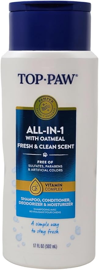 Top Paw All-in-1 Oatmeal Shampoo and Conditioner for Dogs, 17 Ounces