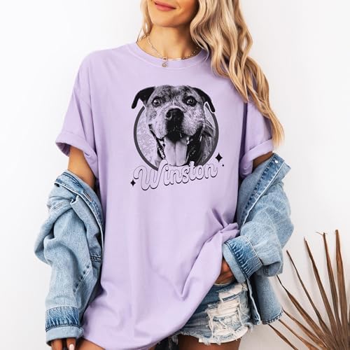 Chillever Personalized Dog Potrait Hoodie, Custom Photo Dog Mom Shirt, Sweatshirt, Gift for Dogs Cat Lovers