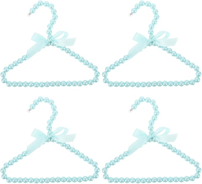 SOIMISS Mini Pearl Hanger with Ribbon Pet Clothes Hanger for Dogs and Cats Small Dog and Cat Clothing Organizer Rack for Displaying Outfits at Home Pet Store or Grooming Salon 4 Pack