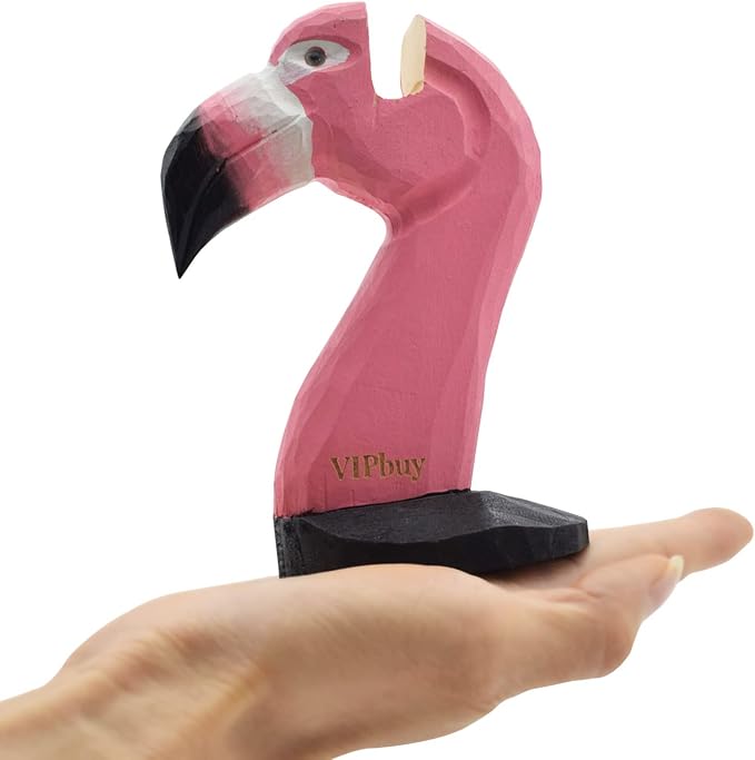 Handmade Wood Carving Eyeglasses Holder Stand Sunglasses Display Stand Home Office Desk Décor Gift (Flamingo)