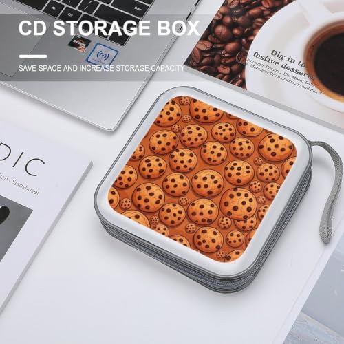 CD Wallet Chocolate Cookie Protective Disc Cases Storage Binder 40 Capacity | Chocolate Cookie DVD Case Holder Organizer Portable Hand Strap for Car Office Travel