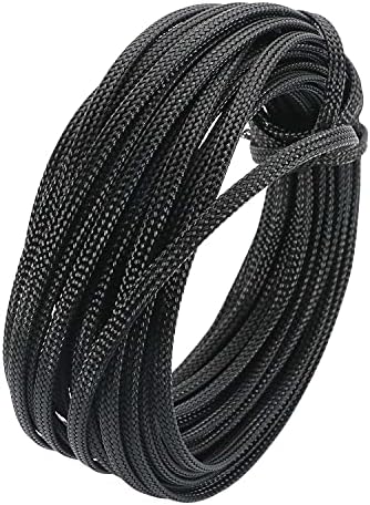 Jutagoss PET Expandable Braided Cable Sleeve, 32.8ft - 3/16 inch Black Cable Management Sleeve, Wire Loom Tube Cord Protector for USB Cable, Power Cord, Audio Video and More, 1Pc