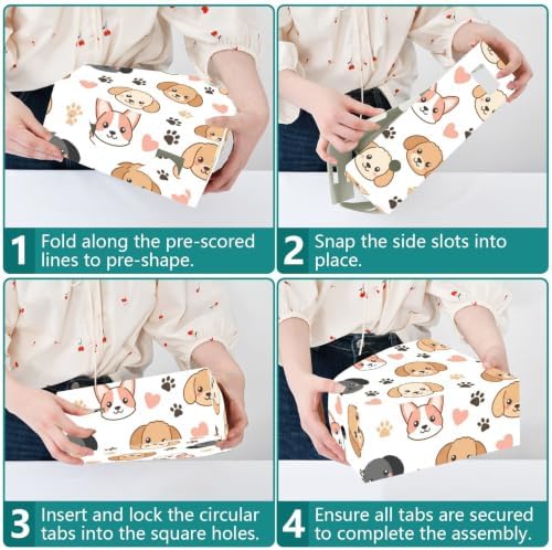 Emelivor Dogs Pets Puppies White Print Magazine Holder Set of 3 Desk File Organizer Water-resistant Vertical Folder Holder with Labels for Office Organization File Box for Classroom Library Home