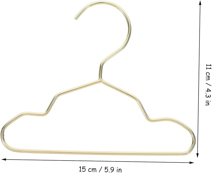Kisangel 10Pcs Elegant Gold Metal PET Hangers for Dogs and Cats Reusable Mini Dog Clothes Rack Non-Slip Design Portable Clothing Organizer for PET Closet