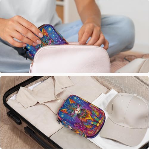 Pill Organizer Box Ethnic Style cat Cute 7-Day Weekly Medicine Pill Case Travel Pill Container Portable Pill Holder Storage Purse Bag Small Compact Size for Vitamin Supplement Birth Control