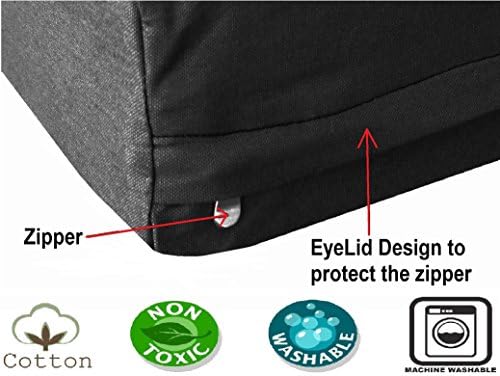 Dogbed4less Premium HeadRest Orthopedic Gel Memory Foam Dog Bed for Extra Large Dogs, Waterproof Lining and Washable Black Canvas Cover, Jumbo 55"X47"
