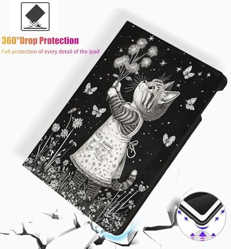 for Microsoft Surface Pro X/Pro X Plus-13 2019/2020/2021/2024 Tablet Case,Auto Wake/Sleep,Adjustable Stand Protective Cover - Cartoon Cat Dandelion