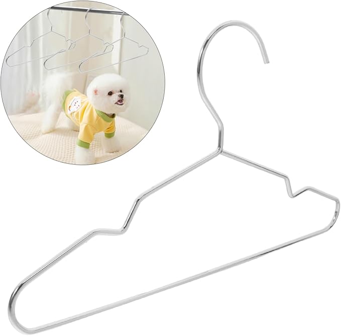 Unomor 10pcs Steel Pet Hangers for Cat Clothing Organizer for Dog Apparel Stylish Finish Space-Saving Design for Home and Pet Shops