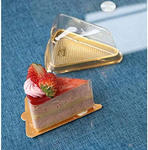 Set of 50 Cake Slice Container Cheesecake Cake Slice Container Holder | Transparent Plastic Cakes Box (Pink)