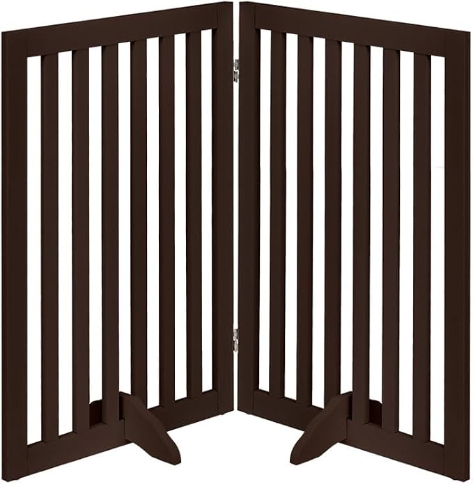 unipaws 36”H Free Standing Pet Gate for Dog Cat, 40”Wide Wooden Dog Gates | Foldable Pet Fence for Doorway, Stairs, Step, Expandable Doggy Barrier, Indoor Use