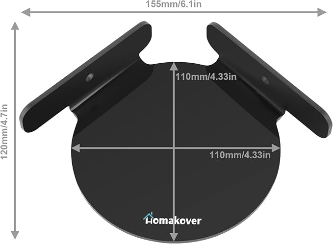 2 Pack Acrylic Mini Circular Corner Shelf Mount for Security Cameras, Baby Monitors, Plants & More, Universal Cam Holder, Easy to Install, Screwless with Damage-free Replacement Strips (Black)