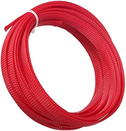 Jutagoss PET Expandable Braided Cable Sleeve, 16.4ft - 3/8 inch Red Cable Management Sleeve, Wire Loom Tube Cord Protector for USB Cable, Power Cord, Audio Video and More, 1Pc