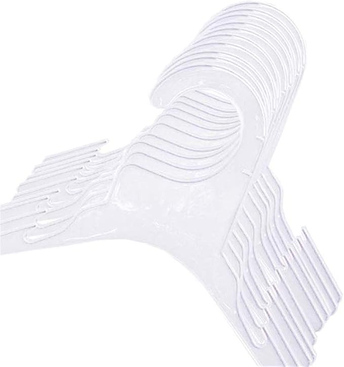 Pet Clothing Hanger, 10PCS Plastic Anti-Skid Dog Puppy Cat Clothes Clothing Rack for Small Animals (White, L)