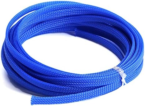 Bettomshin 1Pc 16.4Ft(5m) Cable Management Sleeve, 1/4"(6mm) Width PET Blue Cord Protector, Wire Loom Tube Insulated Split Sleeving for USB Cable Power Cord Organizer Video Cable Hider
