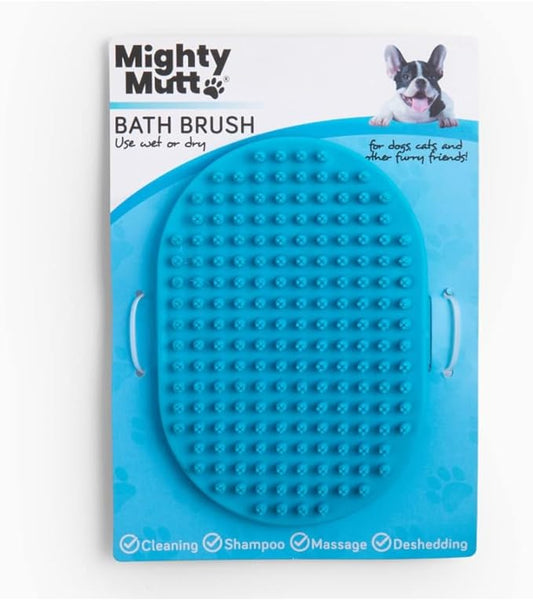 Mighty Mutt Dog Bath Brush | Massage Rubber Soft Bristle Brush for Easy Pet Grooming | Wet or Dry Dog Shampoo | Soothing, Deep Cleaning Dog Scrubber for Bath | Dogs & Cats