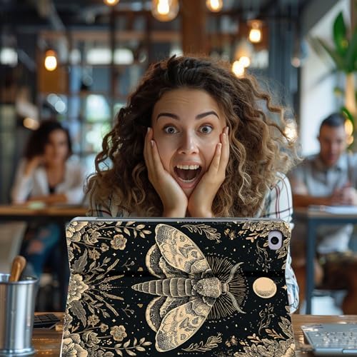 for Microsoft Surface Pro X/Pro X Plus-13 2019/2020/2021/2024 Tablet Case,Auto Wake/Sleep,Adjustable Stand Protective Cover - Moth Moon Pattern