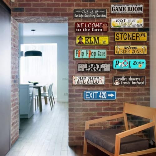 Boat House Street Sign, Vintage Tin Sign, Wall Decor For Home Farmhouse Bar Cafe Garage, Indoor Outdoor Decoration For Boater Lake House Waterfront Holiday Gift 16x4 Inch