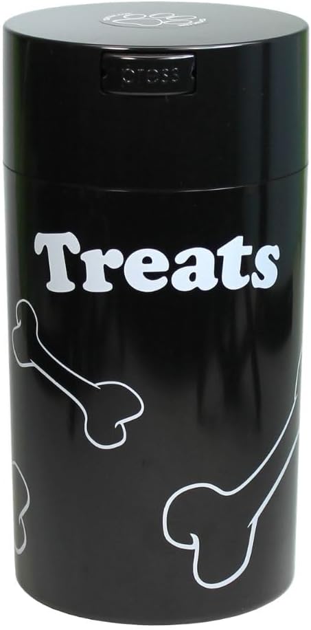 Pawvac 12 Ounce Vacuum Sealed Pet Food Storage Container, Black Treats