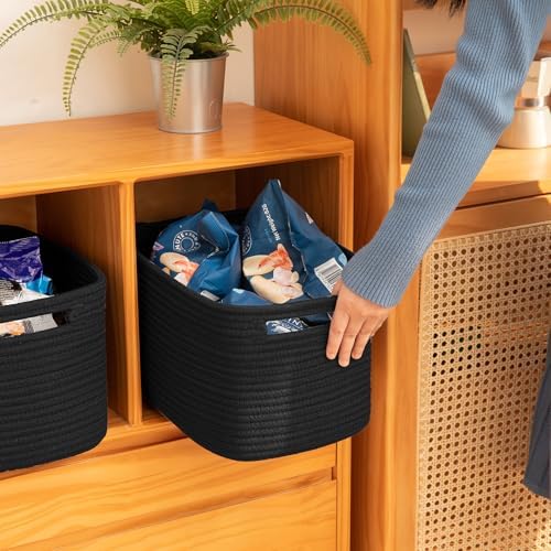 OIAHOMY 4 Pack Storage Baskets for Organizing 15L Cube Storage Bins Black