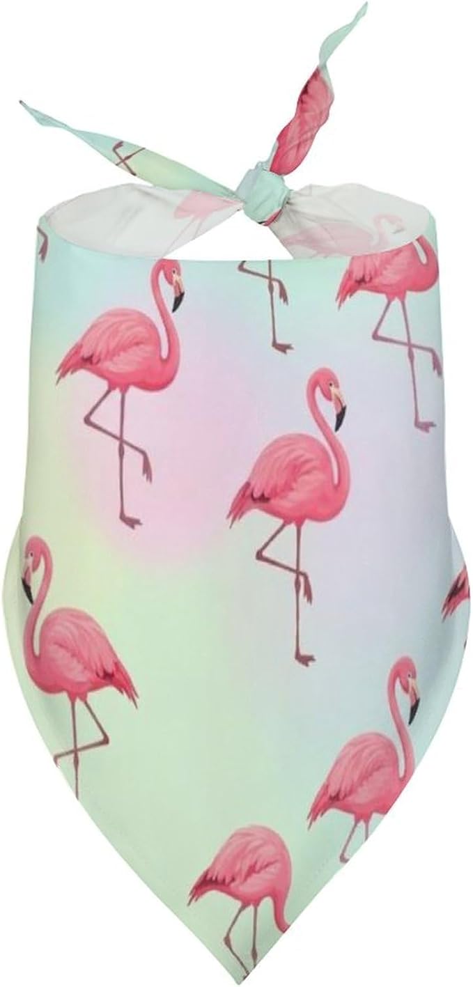 Portable Adjustable Cute Pink Flamingo Triangle Dog Scarf, Lightweight and Comfortable Pet Daily Accessories for Casual Daily Use