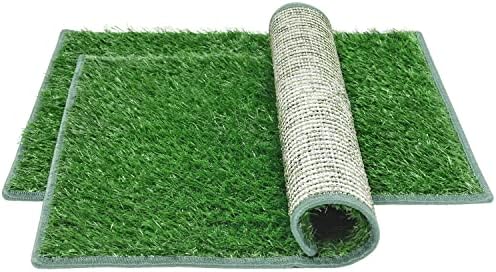 Artificial Dog Grass Pad 2 Pack，20"x 25" Replacement Fake Grass Turf Mat | Easy to Clean, with Drainage, Reusable, Realistic, Fake Grass Mat, for Apartment, Balcony, Outddor Use