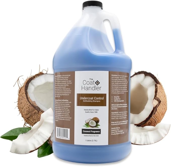 The Coat Handler Undercoat Control deShedding Dog Shampoo, 1 Gallon - Combats and Reduces Shedding, Undercoat Removal, Omega 3 & 6 Rich, Vitamin E Strengthens The Hair Follicle, Natural