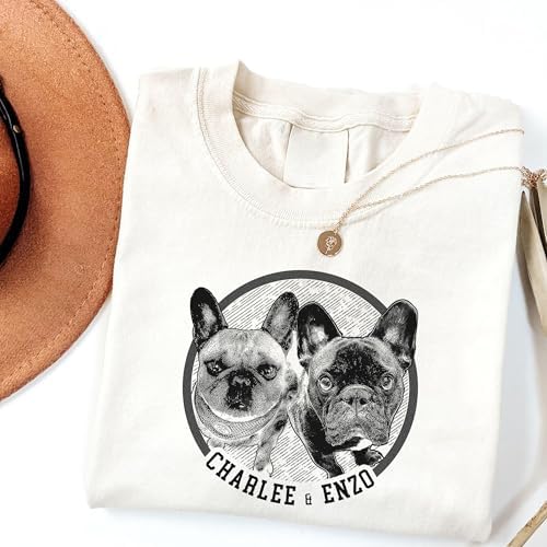 Chillever Personalized Dog Potrait Hoodie, Custom Photo Dog Mom Shirt, Sweatshirt, Gift for Dogs Cat Lovers