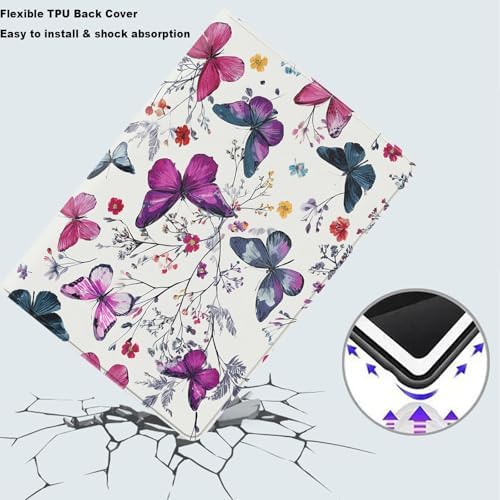 Tablet Case for iPad Pro 13 Inch M5/M4 (2025/2024,8th/7th Generation),Shockproof Protective Cover with Stand,Auto Wake/Sleep,Butterfly Flower