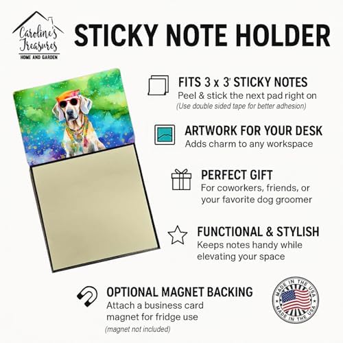 Caroline's Treasures Weimaraner Hippie Dawg Sticky Note Holder Refillable Dispenser Self-Sticky Note Pads, Memo Pads Blank Desk Accessories
