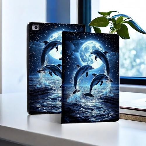 for Microsoft Surface Pro X/Pro X Plus-13 2019/2020/2021/2024 Tablet Case,Auto Wake/Sleep,Adjustable Stand Protective Cover - Cute Dolphin