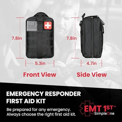 EMT 1st 250 Pcs Responder Emergency First Aid Kit with 30 Unique Items | Large First aid kit for car, Travel & Home with Mylar Blanket, Emergency Bag for Hiking, Camping, Backpacking and Outdoor