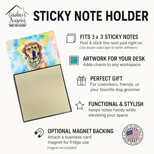 Caroline's Treasures Mastiff Hippie Dawg Sticky Note Holder Refillable Dispenser Self-Sticky Note Pads, Memo Pads Blank Desk Accessories