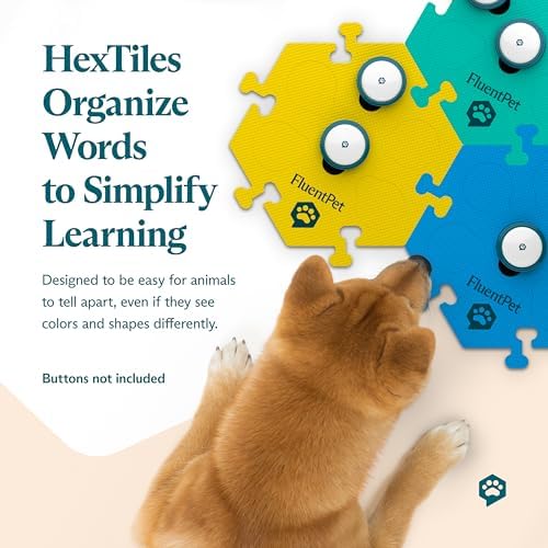 FluentPet Compact HexTile | Accessory Dog and Cat Button Learning Kits | Can Hold Up to 6 Sound Buttons | Soft, Durable, and Non-Slip | Gift for Pet Lovers | Comes in 12 Colors (Blue)