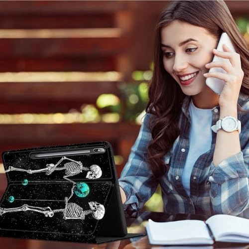 for Samsung Galaxy Tab S9 11 Inch/S9 FE 10.9 Inch 2023 Case | Slim Leather Smart Cover with Multi-Angle Anti-Slip Stand [Auto Wake/Sleep] Shell for Women Men, Skull Earth