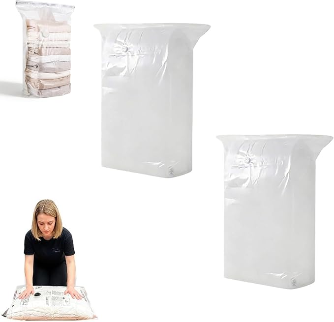 4pcs No-Pump Vacuum Storage Bags for Bedding Dorm Under Bed (L) | Space Saver up to 80%, Puncture-Resistant Film, Standing Cube Compression Design, Travel & Home Use, Manual