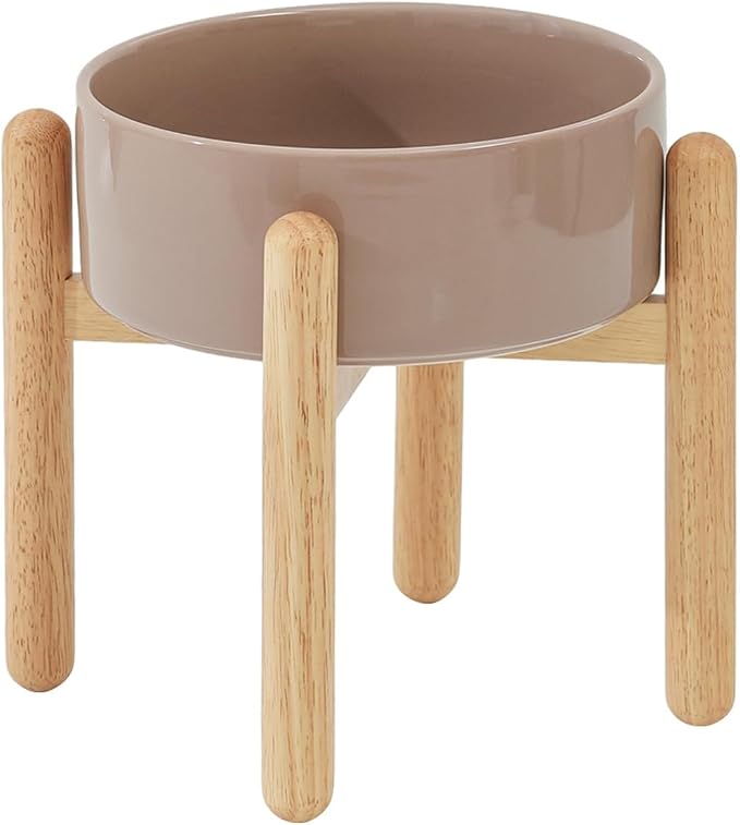 Havniva Ceramic Dog Bowls Elevated, Raised Dog Food Bowl for Large Dogs | 8.3” Elevated Dog Bowls, Non-Slip Wood Stand, Dog Food and Water Bowl Set, Dog Feeding Dish, Large Capacity Pet Water Bowl