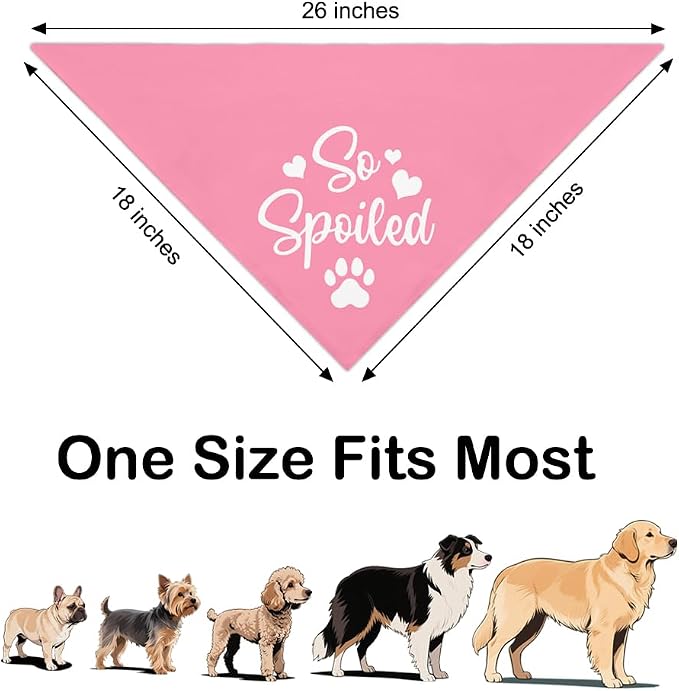 So Spoiled Pink Dog Bandana, Cute Love Printing Bandanas Decor, Funny Pet Scarf Accessories Photo Prop for Get-Together, Birthday for Girl Puppy Owner Pet Mom Dad