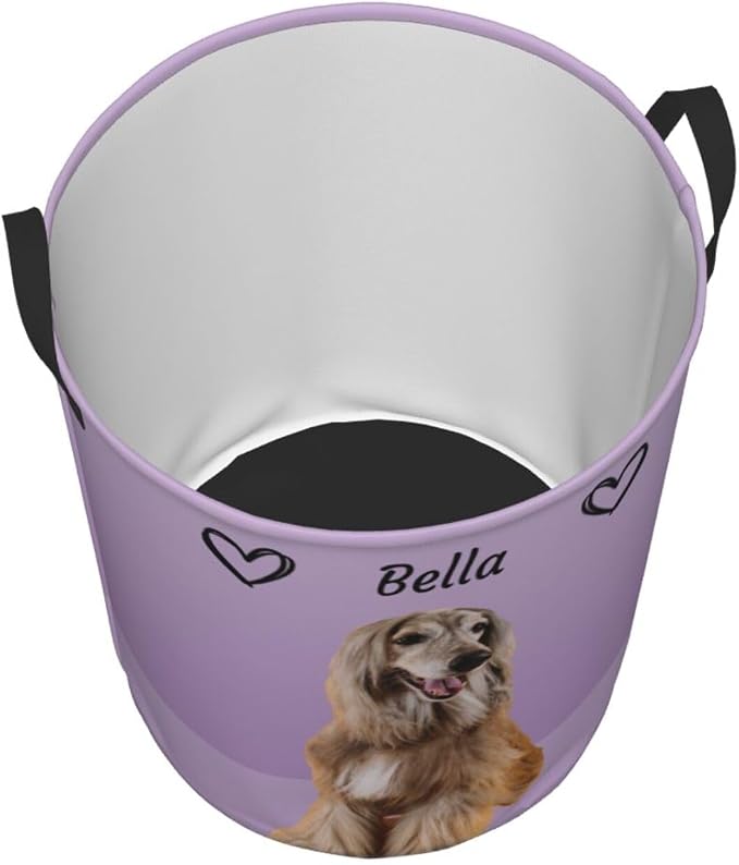 Personalized Large Dog Toy Storage Basket Bin Collapsible Custom Pet Stuff Box Chest Container for Living Room Organizer for Dog Toys,Dog Food,Blankets,Clothing (Lavender)