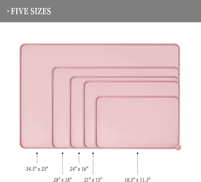 Reopet Waterproof Pet Feeding Mat, Non-Slip Silicone Placemats for Dog Cat Food and Water Bowl, High Raised Edges to Prevent Spills and Protect Floors