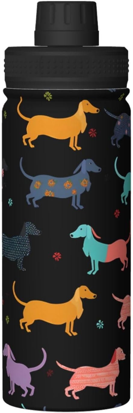 Dachshund Puppy Dog Water Bottle,18oz Sports Insulated Kettle for Cycling Gym Basketball Outdoor,Suitable as a Present