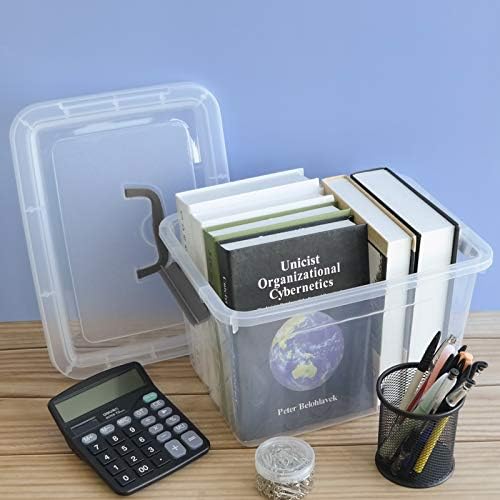Farmoon 12 Quart Clear Latch Storage Bin with Lid and Grey Handle, 1 Pack