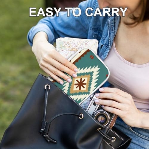 Women's Simple Thin Pencil Case Waterproof And Portable Perfect Organizer Box Ethnic Indiana Southwest Western Tribal Aztec Green