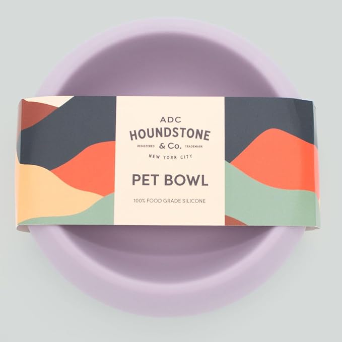Houndstone Silicone Dog Bowl, BPA Free, 1 Cup Capacity, Non-Slip Base, Dishwasher Safe, Mauve, 5.5W x 2.25H inches