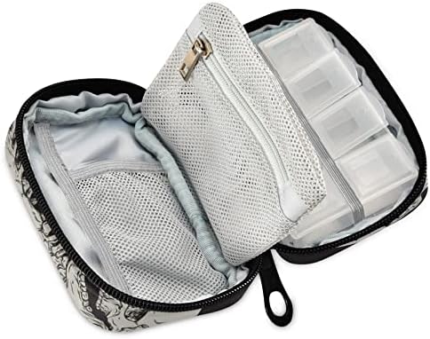 Human Skeleton Pill Box 7 Day Pill Case Travel Pill Organizer Bag with Zipper Portable Weekly Case Compact Size for Vitamin Supplement Holder