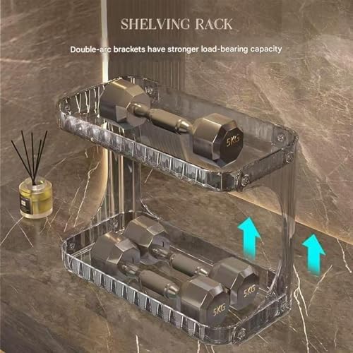 Double Deck Bathroom Shelf Strong Frame PET Easy Installation Space Saving Storage Rack