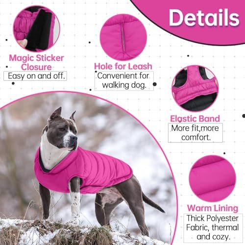 Lelepet Reversible Dog Coat Windproof Dog Puffer Jacket Lightweight Vest