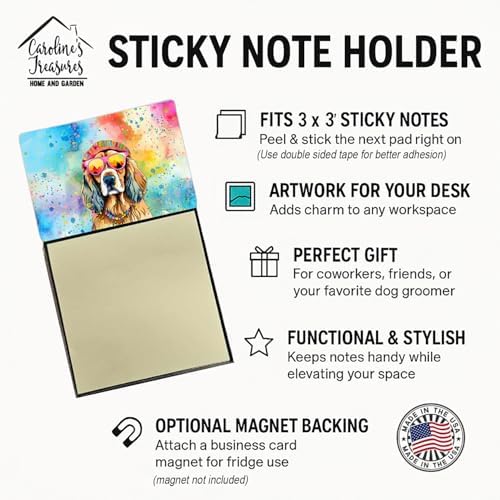 Caroline's Treasures Cocker Spaniel Hippie Dawg Sticky Note Holder Refillable Dispenser Self-Sticky Note Pads, Memo Pads Blank Desk Accessories