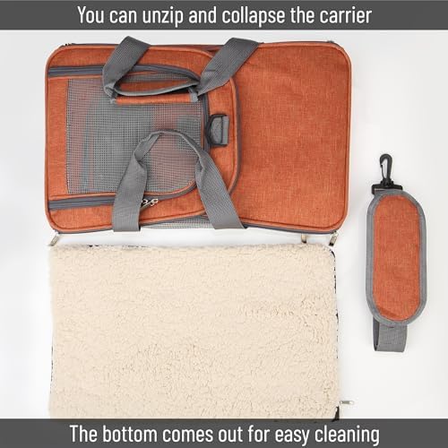 Mr. Pen- Pet Carrier, 17.5" x 11.2" x 11.5", Medium Size, Orange | Portable Travel Carrier for Small Pets, Cats & Small Dogs, Breathable Mesh, Safety Inner Leash